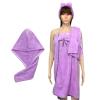 4Pcs/Set Women Wearable Bath Wrap With Towel Headband Hair Dry Cap Bow Bathrobe view 3