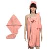 4Pcs/Set Women Wearable Bath Wrap With Towel Headband Hair Dry Cap Bow Bathrobe view 4