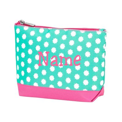 101 BEACH Personalized with Embroidered Name Multicolored Print Small Travel, Purse, Cosmetic Accessory Bag 9.5 inches wide by 6.5 inches Tall (HBloom)
