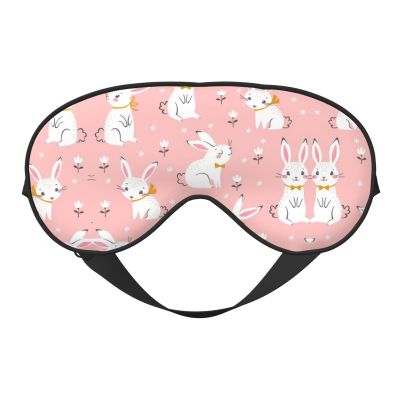 SSIMOO Cute White Bunnies Soft Sleep Eye Mask,Female Breathable Eye Patch,Perfect for Travel and Relaxation, Black
