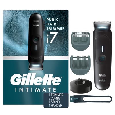 Gillette i7 Intimate Mens Premium Pubic Hair Trimmer, Waterproof LED Body Hair Trimmer for Men, Manscaping Body Groomer