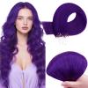 RUNATURE 22 Inch Microbead Hair Extensions Purple Human Hair, Micro Link Extensions Pre Bonded Microloop Long Colorful Purple Hair Extensions for Highlight Party 25g 25s view 1