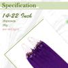 RUNATURE 22 Inch Microbead Hair Extensions Purple Human Hair, Micro Link Extensions Pre Bonded Microloop Long Colorful Purple Hair Extensions for Highlight Party 25g 25s view 4