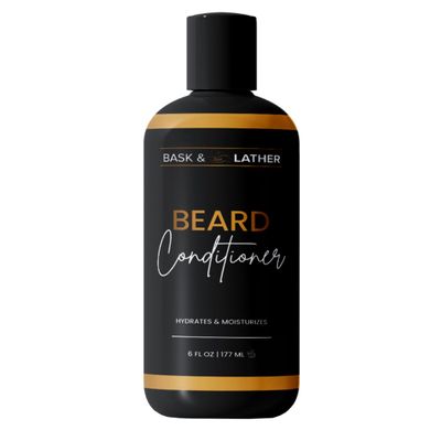 BASK & LATHER Beard Conditioner for Men with Coconut Oil, Shea Butter, Beard Softener & Moisturizer, Deep Cleans and Softens All Hair Types, Conditioning & Hydrating Beard Care, Sulfate Free, 6 fl oz