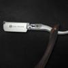 Straight Edge Shaving Razor with Disposable Blades - Solid Wood Handle, Stainless Steel Blades (Dark Brown) view 2