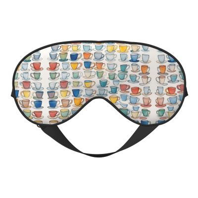SSIMOO Hand Drawn Teapots and Cups Soft Sleep Eye Mask,Female Breathable Eye Patch,Perfect for Travel and Relaxation, Black