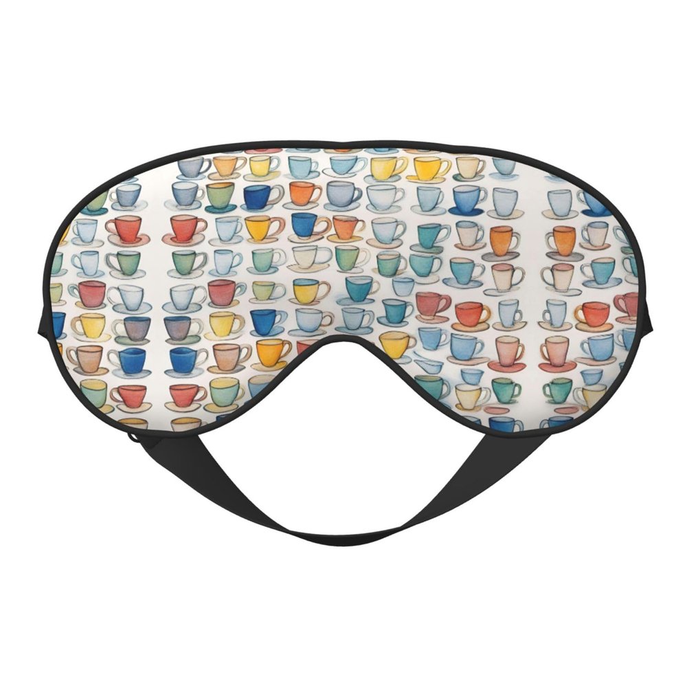 SSIMOO Hand Drawn Teapots and Cups Soft Sleep Eye Mask,Female Breathable Eye Patch,Perfect for Travel and Relaxation, Black
