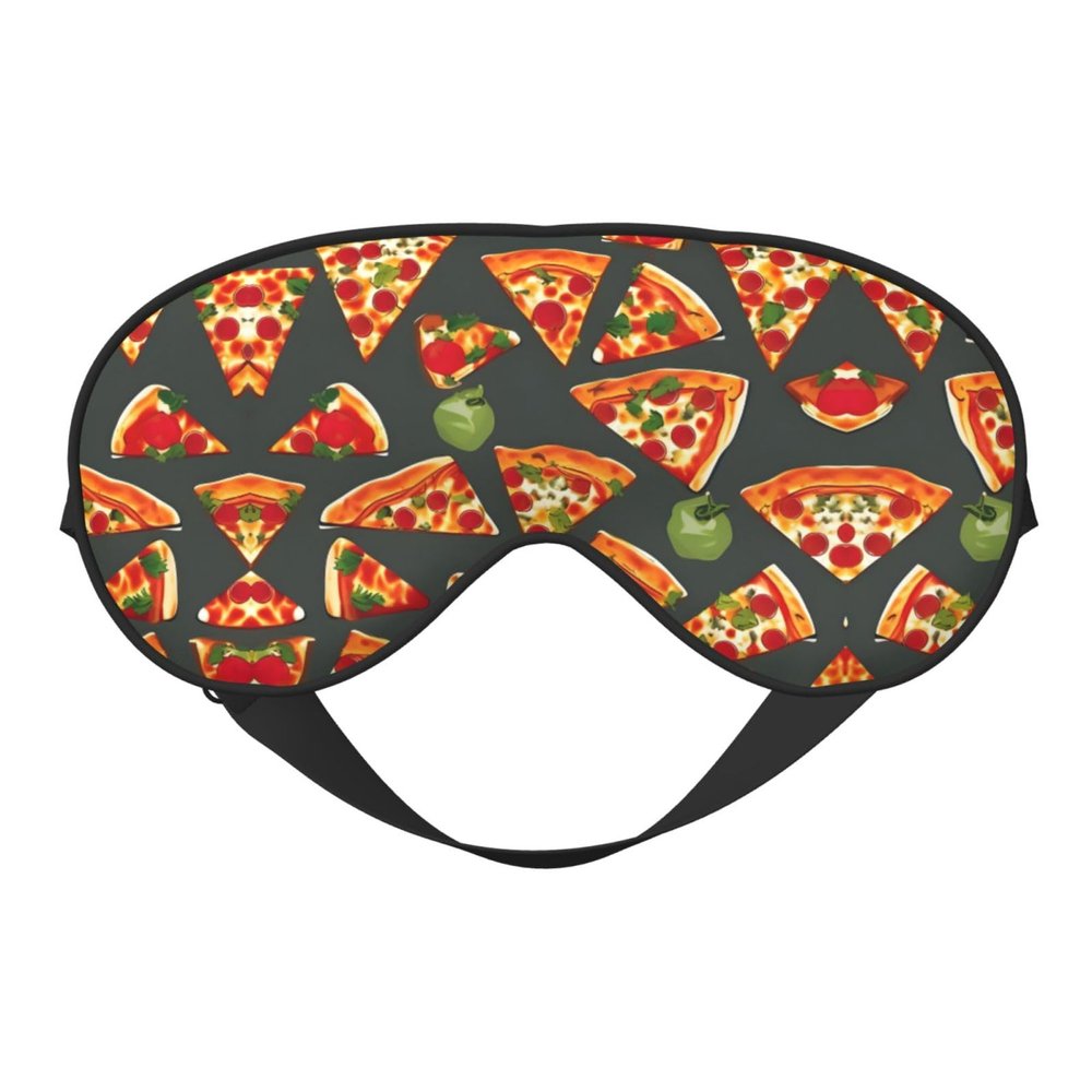 SSIMOO Pizza Pattern Soft Sleep Eye Mask,Female Breathable Eye Patch,Perfect for Travel and Relaxation, Black