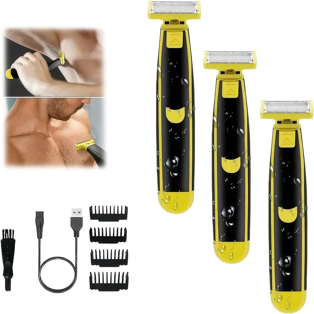 Generic Wet and Dry Electric Shaver, Men's Electric Shaver, 360 Face Hybrid Electric Beard Trimmer and Shaver with 4 Interchangeable Cutter Heads, Non-Slip and Durable, Great for Gift (1PCS) (2)