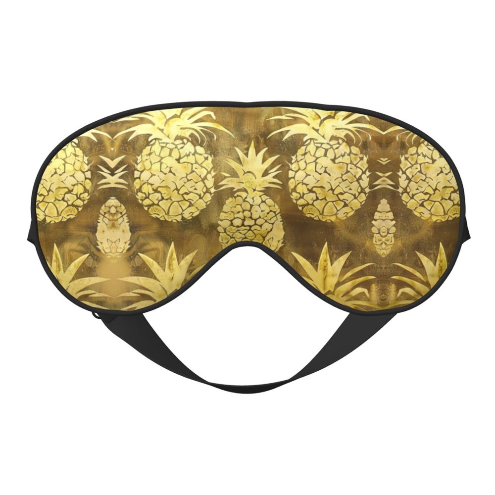 SSIMOO Gold Pineapple Background Soft Sleep Eye Mask,Female Breathable Eye Patch,Perfect for Travel and Relaxation, Black