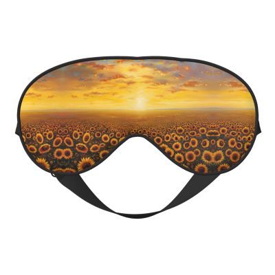 SSIMOO Sunflower Field Sunset Sea of Flowers Soft Sleep Eye Mask,Female Breathable Eye Patch,Perfect for Travel and Relaxation, Black
