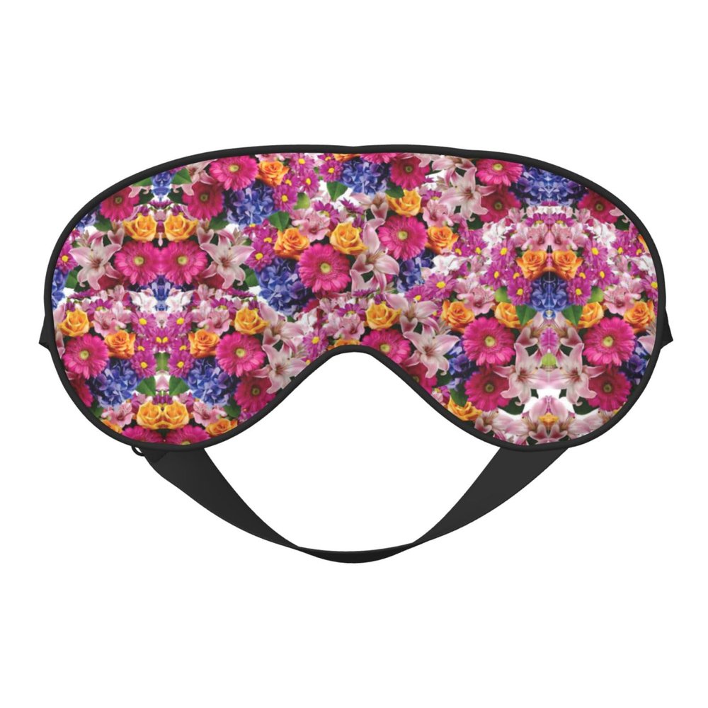 SSIMOO Blooming Flowers Soft Sleep Eye Mask,Female Breathable Eye Patch,Perfect for Travel and Relaxation, Black