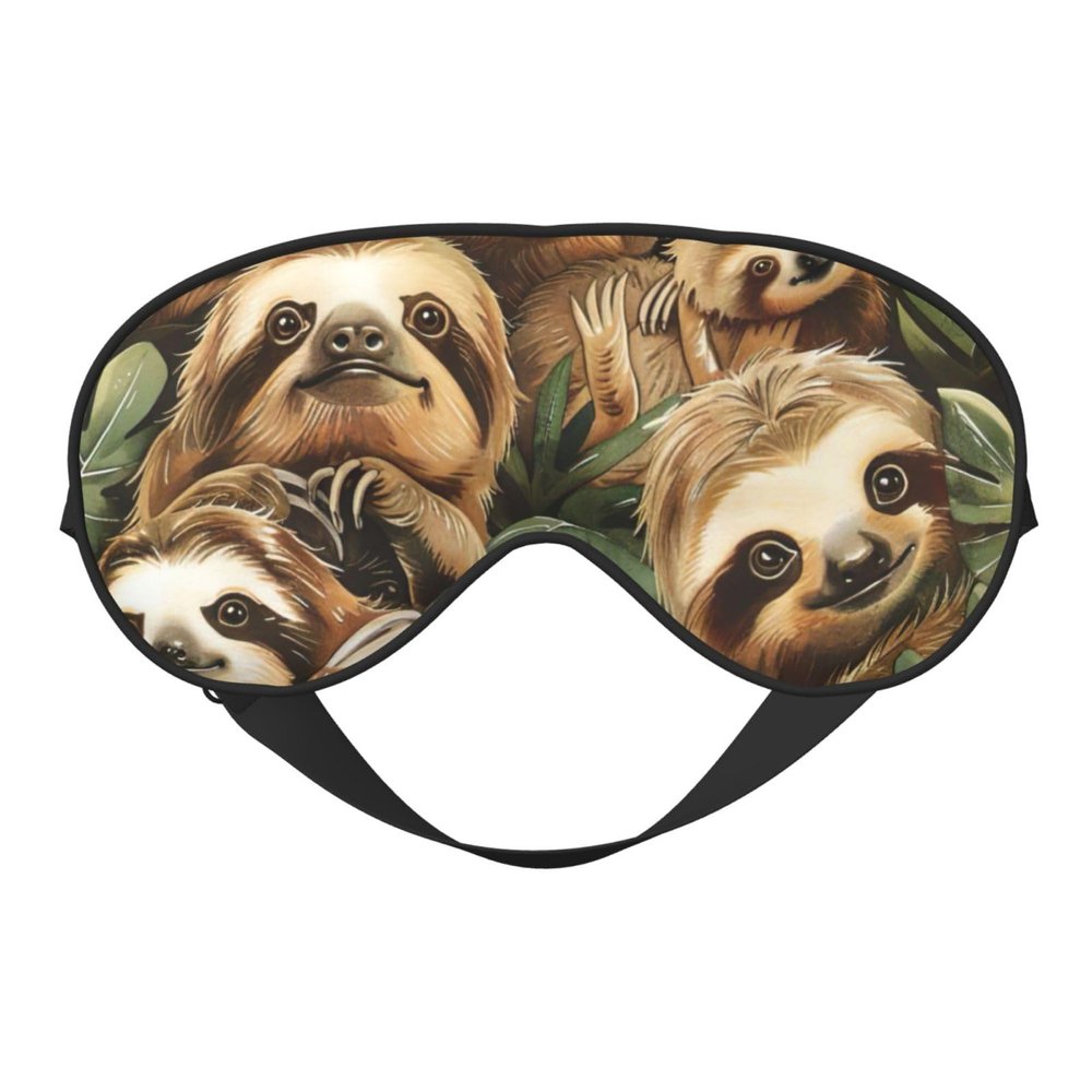 SSIMOO Cute Sloth Soft Sleep Eye Mask,Female Breathable Eye Patch,Perfect for Travel and Relaxation, Black