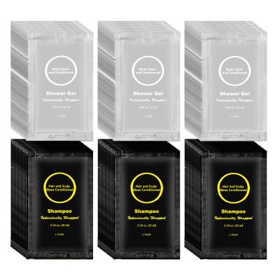 RSQAZQ Travel Size Shampoo and Body Wash Bulk, Individually Wrapped Hotel Mini Shower Gel and Small Men Women Cleansing Toiletries Amenities for Hotel Guests/Vacation/Homeless 0.34 oz (60 Pack)