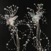 1 Pair Butterfly Hair Clip,Bride Wedding Crystal Hair Vine, Rhinestone Bridal Headpiece Tassel Hair Vine,Pearl Bridal Headband for Women and Girls view 4