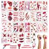 30 Sheets Fake Scars Temporary Tattoos, Horror Realistic Wound Stitch Face Body Makeup Zombie Sticker, Cosplay Masquerade Prank Scary Halloween Party for Kid Women Men Boys Girls view 1