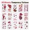 30 Sheets Fake Scars Temporary Tattoos, Horror Realistic Wound Stitch Face Body Makeup Zombie Sticker, Cosplay Masquerade Prank Scary Halloween Party for Kid Women Men Boys Girls view 2