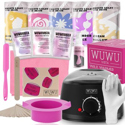 Waxing Kit, WUWUVISTA Hair Removal Hard Wax Kit with Wax Melt Warmer & Waxing Beads for Women & Men - Professional at home Wax Pot for Face/Brazilian/Full Body/Bikini/Sensitive Skin(Black, 35 items)