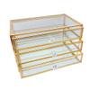 BGHEWRT 3/4 Layers Transparent Storage Box, Clear Acrylic Display Case, Golden Jewelry Organizer Makeup Brushes Container, Birthday view 2