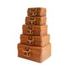 BGHEWRT Cosmetic Storage Box Portable Rattan Handbag Environmental Protection Material Imitation Rattan Retro Suitcase Cosmetic Storage Box Decorative Makeup Case view 2