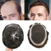 PUNRU HAIR Mens Toupee Human Hair French Lace Hair Pieces For Men Toupee For Men Hairpieces 100% Human Hair Replacement System For Men Hair Prosthesis 6x8 Medium light density 3# DARK BROWN view 1