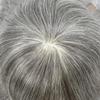 Healthlif Mens Toupee Remy Human Hair System For Men Bleached Knot Toupee Hair Piece For Men French Lace Toupee For Men Hairpiece 6X8#1B60#1B Off Black+60% Grey 100% Density view 4