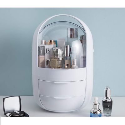 BGHEWRT Makeup Organizer Makeup Organizer Oval Transparent Cosmetic Storage Display Cabinet Large Capacity Can Hold Jewelry Makeup Brush Lipstick Etc It Can Be Portable Handle Makeup Storage