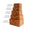 BGHEWRT Cosmetic Storage Box Portable Rattan Handbag Environmental Protection Material Imitation Rattan Retro Suitcase Cosmetic Storage Box Decorative Makeup Case view 2