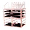Acrylic Clear Makeup Storage Organizer,Drawers Skin Care X Large Cosmetic Display Cases Stackable Storage Box with 11 Drawers for Dresser,Purple view 1