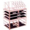 Acrylic Clear Makeup Storage Organizer,Drawers Skin Care X Large Cosmetic Display Cases Stackable Storage Box with 11 Drawers for Dresser,Purple view 2
