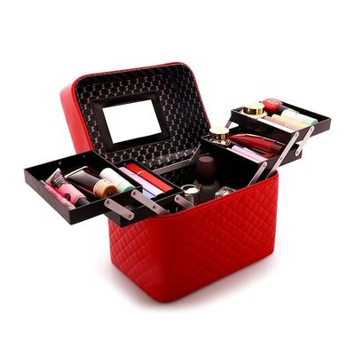 BGHEWRT Cosmetic Storage Box Portable Large Capacity Cosmetic Storage Box Professional Makeup Artist Makeup Kit Multi-Layer Foldable Travel Case Decorative Makeup Case