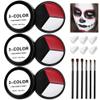 EBaokuup 3 Set Black White Red Face body Paint,3 Colors Clown Makeup Kit with Sponge and Brush,Joker Face Body Paint for Halloween Cosplay,Special Effect Makeup and Costume-Themed Party view 1