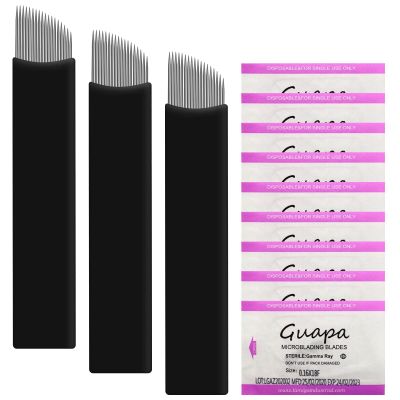 Black 0.16mm Microblading Needle 18U Shape Nano Eyebrow Tattoo Needles for Tattoo Manual Tebori Flex Blades U and Slope Shape Permanent Makeup Needles (Pack of 30PCS 18Pins)