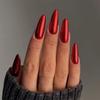 Thick Acrylic Red Press on Nails Medium,Medium Length Press on Nails Red Acrylic,Fake Nails with Glue Almond Long Nails Press on (Red, M) view 1