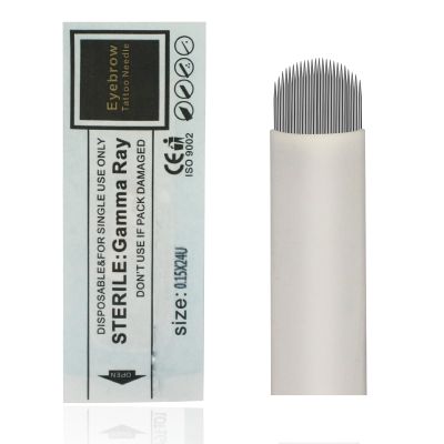 0.15mm Fine Line Tattoo Tebori Needle Flex Microblading U-Nano Blades 24U Stainless Steel Needles for Permanent makeup 3D Nano Eyebrow Manual pen (Pack of 30pcs 24U)