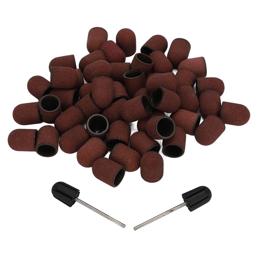 120 Grit Nail Art Sanding Hat Set, Manicure Polishing Grinding Bands with Shaft, Sanding Drill Bits for Nail Care, High Efficiency