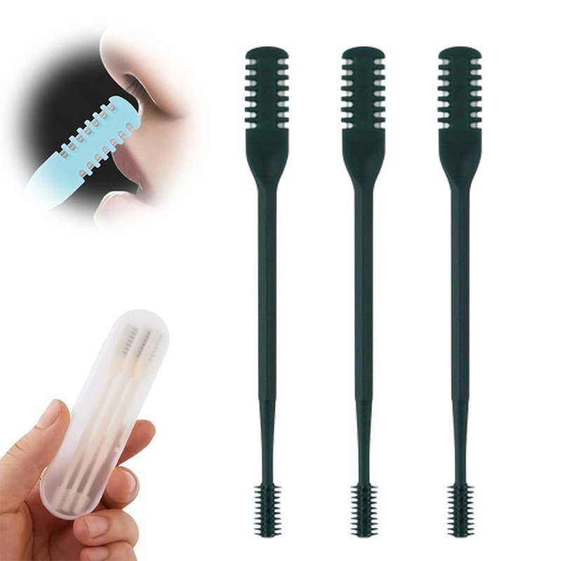 2-in-1 Nasal Hair Cutter, 2024 New Double Sided Nose Hair Knife, Nostril Hair Remover Tool, Portable Manual 360 Rotating Nose Hair Trimmer with Ear Picker for Women Men(Dark Green,6pcs)
