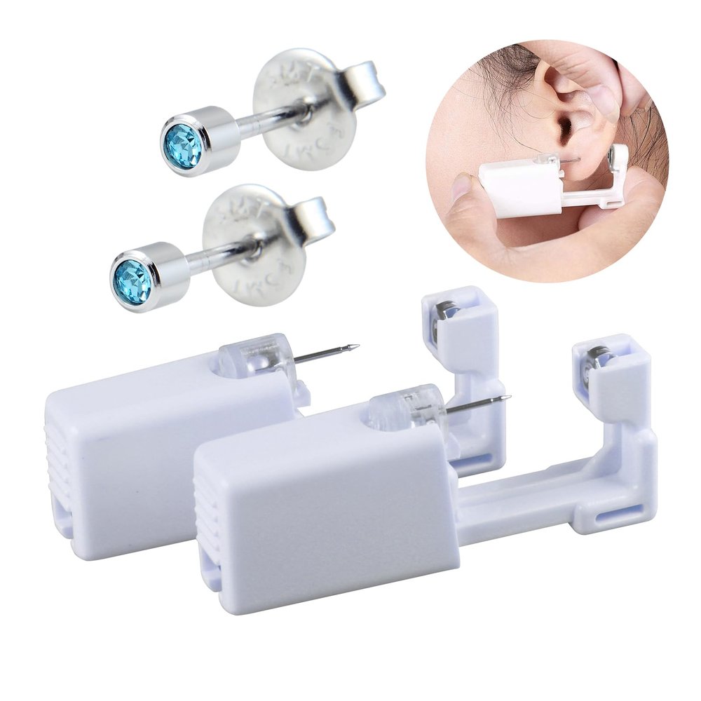BeiLaiSun 2 Pack Disposable Ear Piercer Safe Piercing Ear at Home Self Use Ear piercing Gun Kit for Girl Women with Sterilized Ear Stud205#
