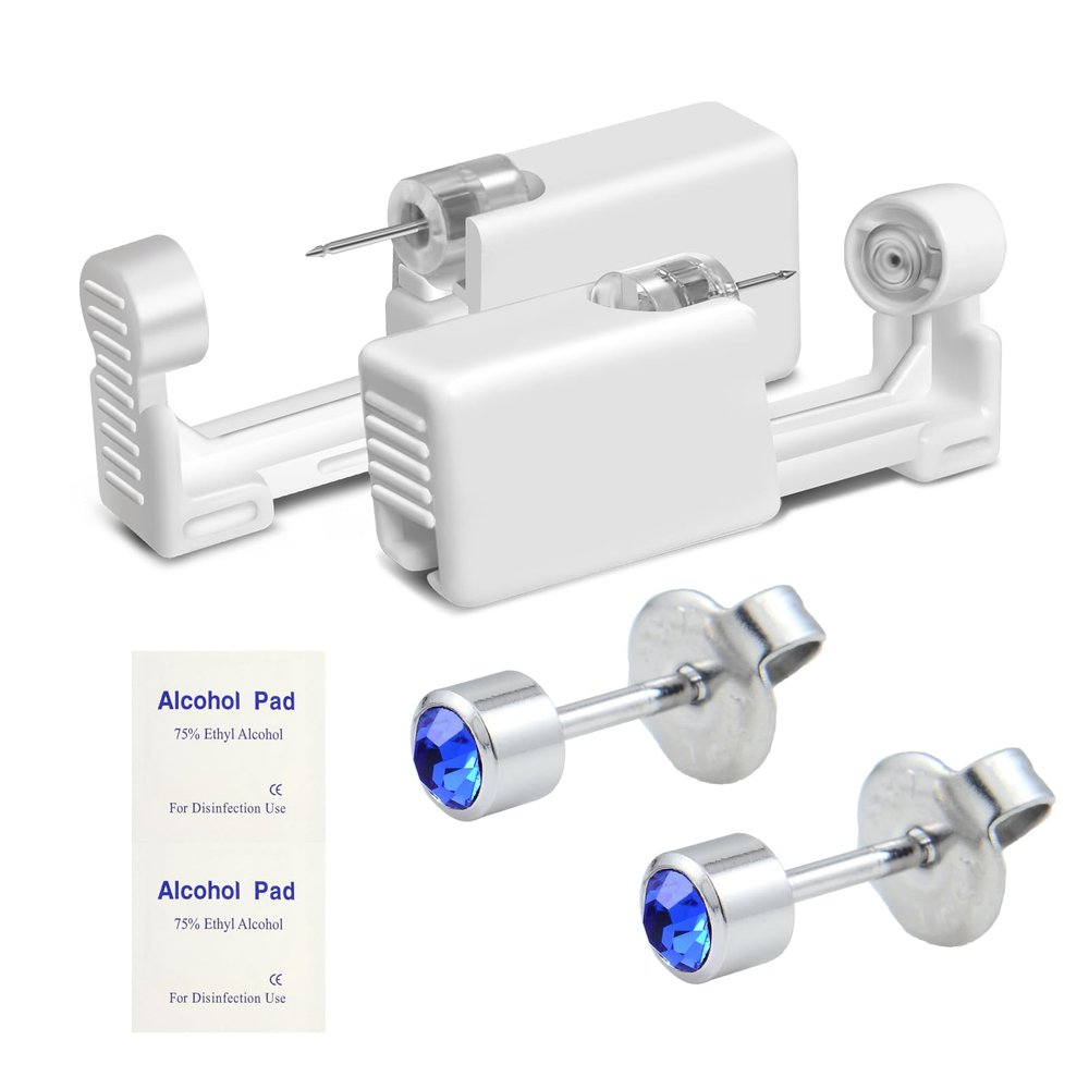 BeiLaiSun 2 Pack Disposable Ear Piercing Gun Safe Home Use Ear Piercing Kit Self Use Ear Piercing Tool with Hypoallergic Earring Stud221#
