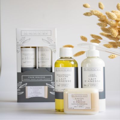 Lait D'Anesse Donkey Milk Coffret Gift-Box Set Body Shower-Gel, Organic Body Milk and Soap Bar with Regenerative Vegetable Oil Hydrating & Nourishing Lotion for All Types of Skin