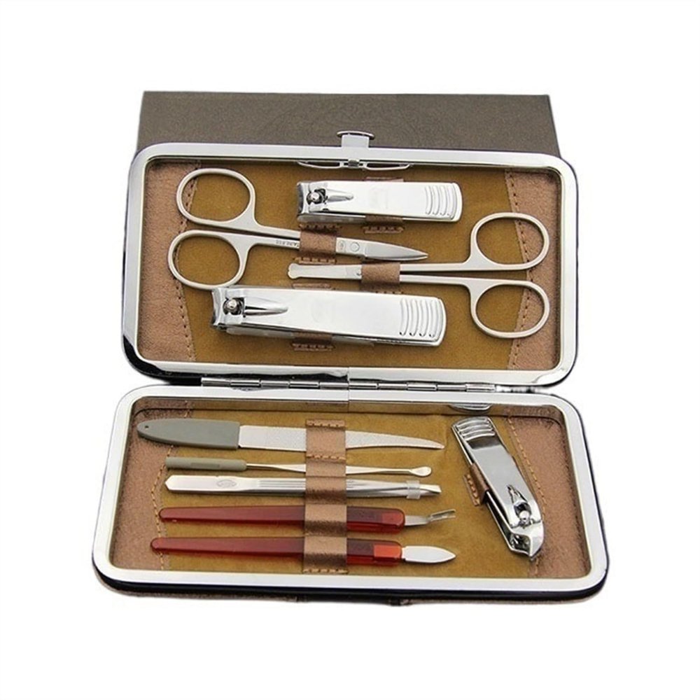 BABETRUE Nail Clipper Kit Manicure Set Nail Clipper Kit, 10 Pieces Stainless Steel Professional Manicure Grooming Kit, Personal Portable Nail Care Tools with Travel Case Nail Clippers Set