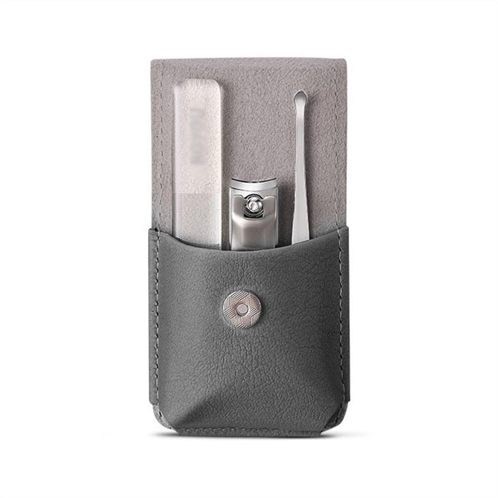 BABETRUE Nail Clipper Kit 3-Piece Manicure Set, Nail Clippers, Nail File and Ear Pick, Personal Portable Nail Clipper Set, Personal Travel Nail Care Tools Nail Clippers Set(Gray)