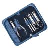 BABETRUE Nail Clipper Kit Manicure Set, Pedicure Set, Nail Clipper Set, 8 in 1 Stainless Steel Professional Personal Nail Care Set with Leather Travel Case Nail Clippers Set(Blue)
