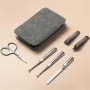 BABETRUE Nail Clipper Kit Nail Clipper Set, 6pcs/Set Manicure Kit, Personal Care Manicure Tools, Professional Manicure Grooming Set with PU Leather Case Nail Clippers Set(Gray) view 3