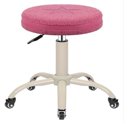 Dining Chairs Rolling Stool Round Office Chair Desk Chair Stool Chair Rolling Stool Beauty Stool With Teddy Velvet Cushion And Backrest Swivel Stool Rolling Stool On Wheels With Sgs Rod For Salon Mass