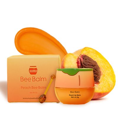 Original My Bee Balm Lip Balm - Peach Hydrating Balm Honey Pot for Dry, Chapped & Cracked Lips with Propolis, Honey & Vitamin E - Soften, Smooth & Reduce Lip Lines