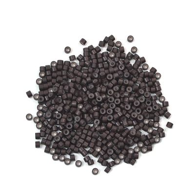 1000 Pcs Silicone Lined Micro Links Beads 4.0 mm Tinsel Beads for Hair Extensions (Dark Brown)