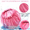 2 PCS Large Shower Cap for Braids - Waterproof Shower Cap for Women, Reusable XL Plastic Shower Caps Jumbo Bath Bonnet for Long Thick Curly Hair, Locs, Twist Braids (Black&Pink) view 4