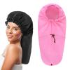 2 Pcs Large Shower Cap for Braids, Extra Long Shower Cap for Women Long Hair & Locs, Waterproof Hair Bonnets for Dreadlocks Drawstring Bath Caps for Women & Men (Black, Pink) view 1