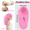 2 Pcs Large Shower Cap for Braids, Extra Long Shower Cap for Women Long Hair & Locs, Waterproof Hair Bonnets for Dreadlocks Drawstring Bath Caps for Women & Men (Black, Pink) view 2